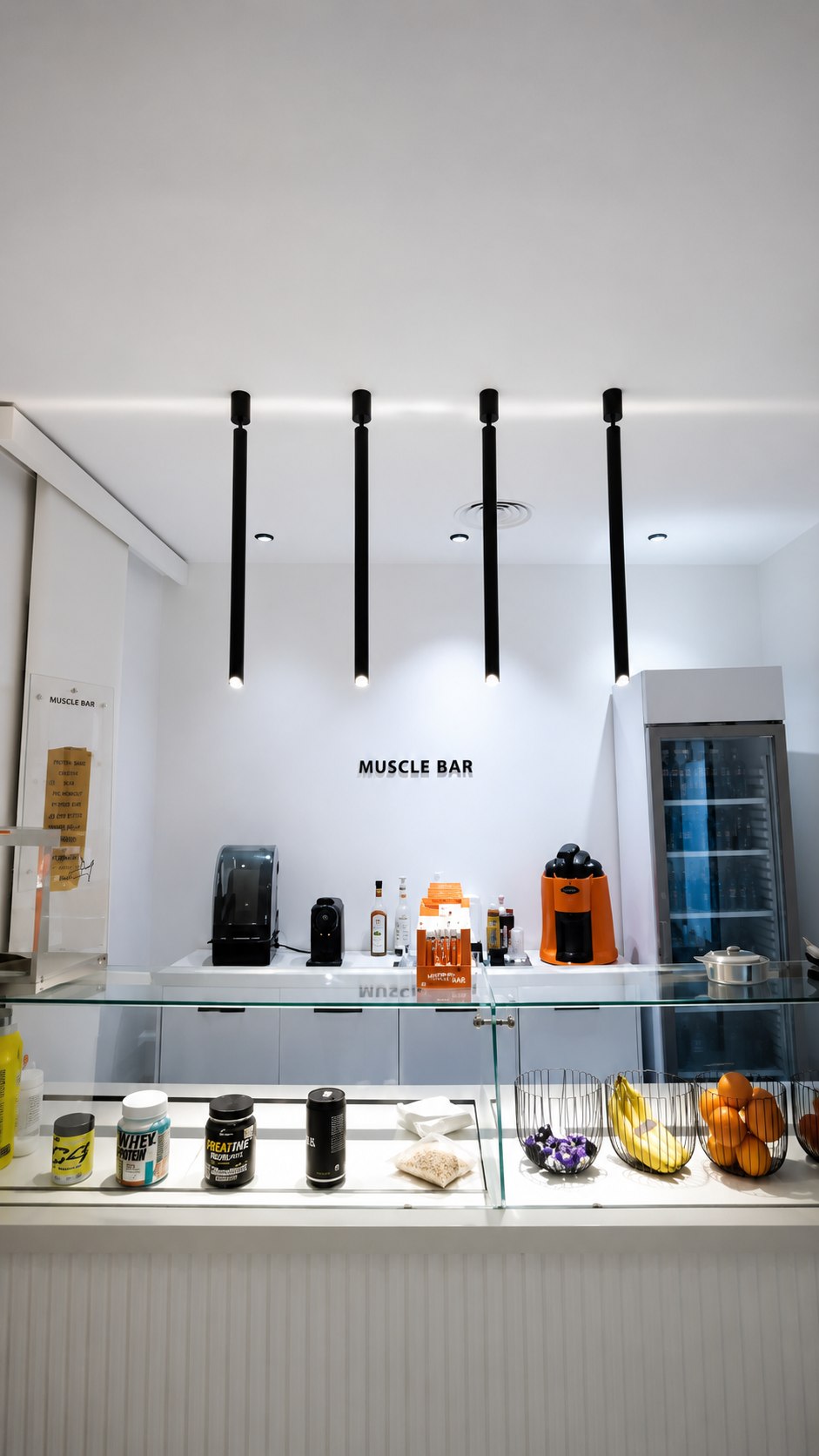 Muscle bar clair avec produits et fruits